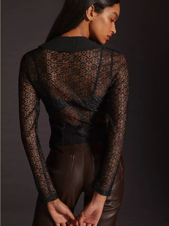 Anthropologie Maeve Sheer Lace Blouse in Black, SZ XL NWT - Picture 4 of 10